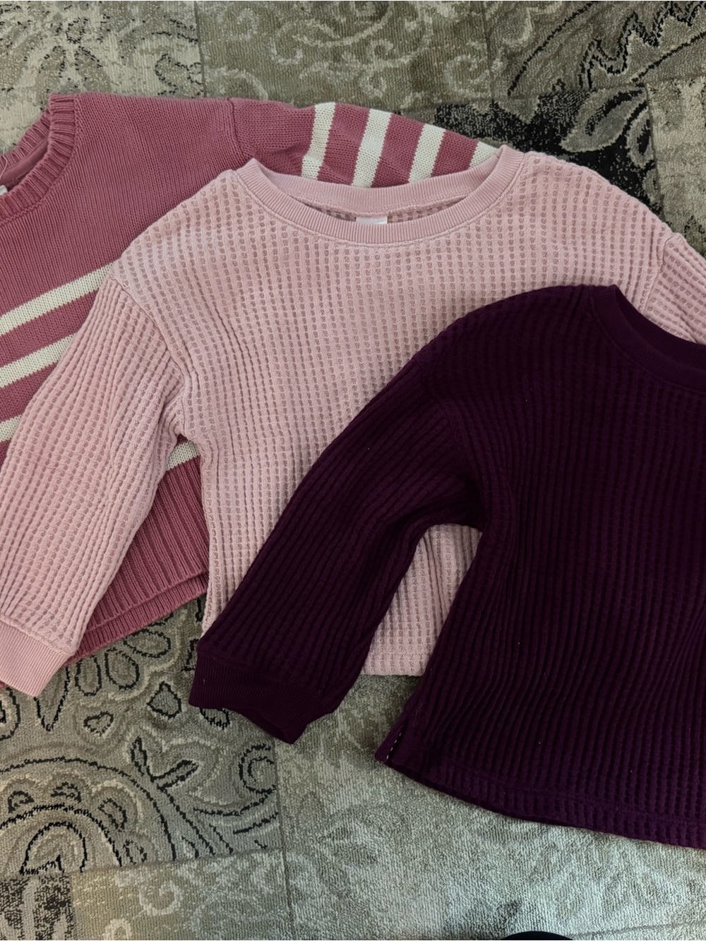 GAP Toddler Ribbed Crewneck Sweaters - Light Pink, Dusty Rose & Plum